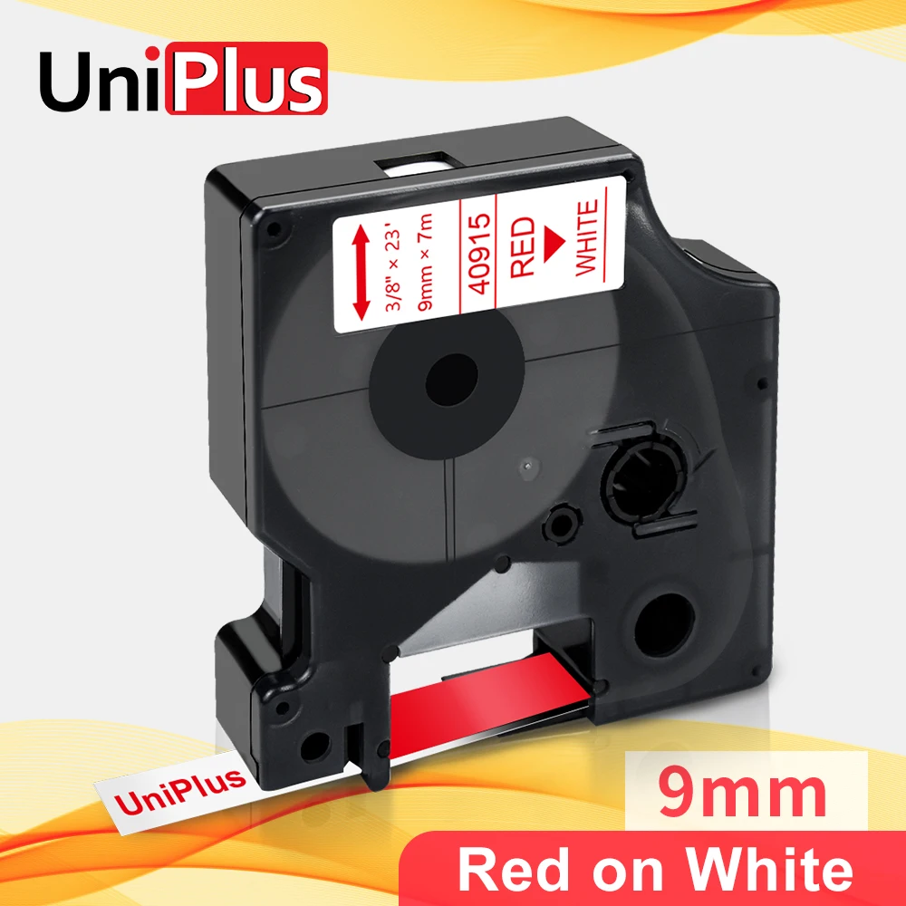 

UniPlus 40915 красная на белой ленте для этикеток 9 мм * 7 м, сменная машина для изготовления Этикеток Dymo D1 для магнитных ярлыков 450 360D 280