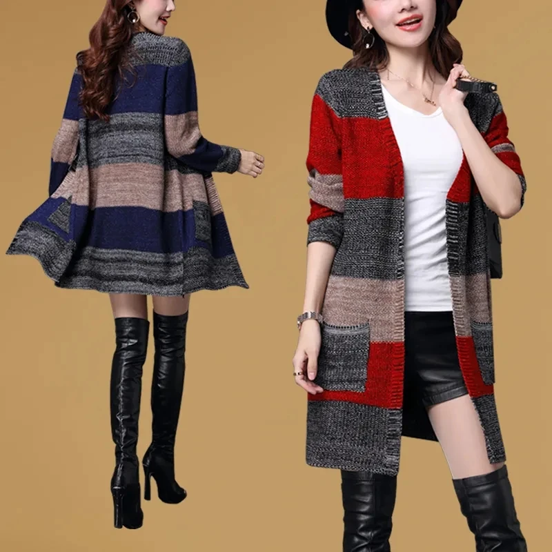 Sweater Women Cardigan Fashion Long Sleeve Striped Autumn Winter Cardigans Casual Loose Striped Knitted Coat Female Windbreaker
Sweater Women Cardigan Fashion Long Sleeve Striped Autumn Winter Cardigans Casual Loose Striped Knitted Coat Female Windbreaker