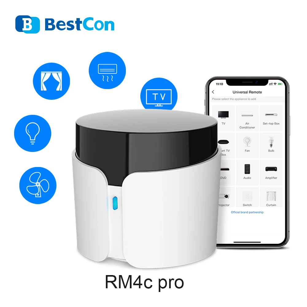 Broadlink Bestcon RM4C Pro Wifi ИК РФ универсальный пульт дистанционного управления Управление умный дом кондиционер ТВ Управление; Совместимый с Alexa Google...
Broadlink Bestcon RM4C Pro Wifi ИК РФ универсальный пульт дистанционного управления Управление умный дом кондиционер ТВ Управление; Совместимый с Alexa Google...