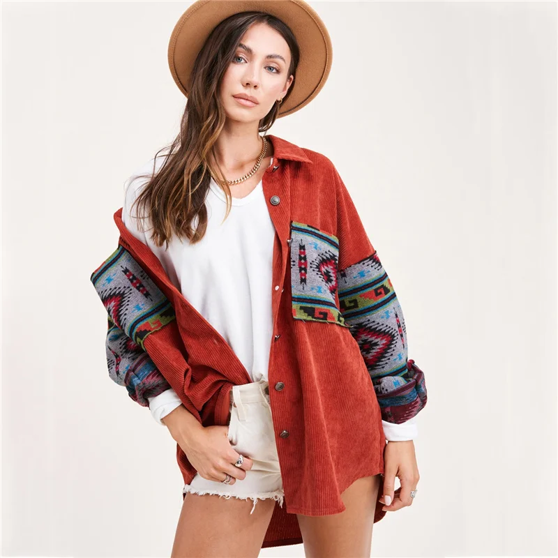Corduroy Jacket 2022 New Vintage Loose Women Shirt Style Jacket Stitching Print Pocket Long Sleeve Single Breasted Female Coat
Corduroy Jacket 2022 New Vintage Loose Women Shirt Style Jacket Stitching Print Pocket Long Sleeve Single Breasted Female Coat