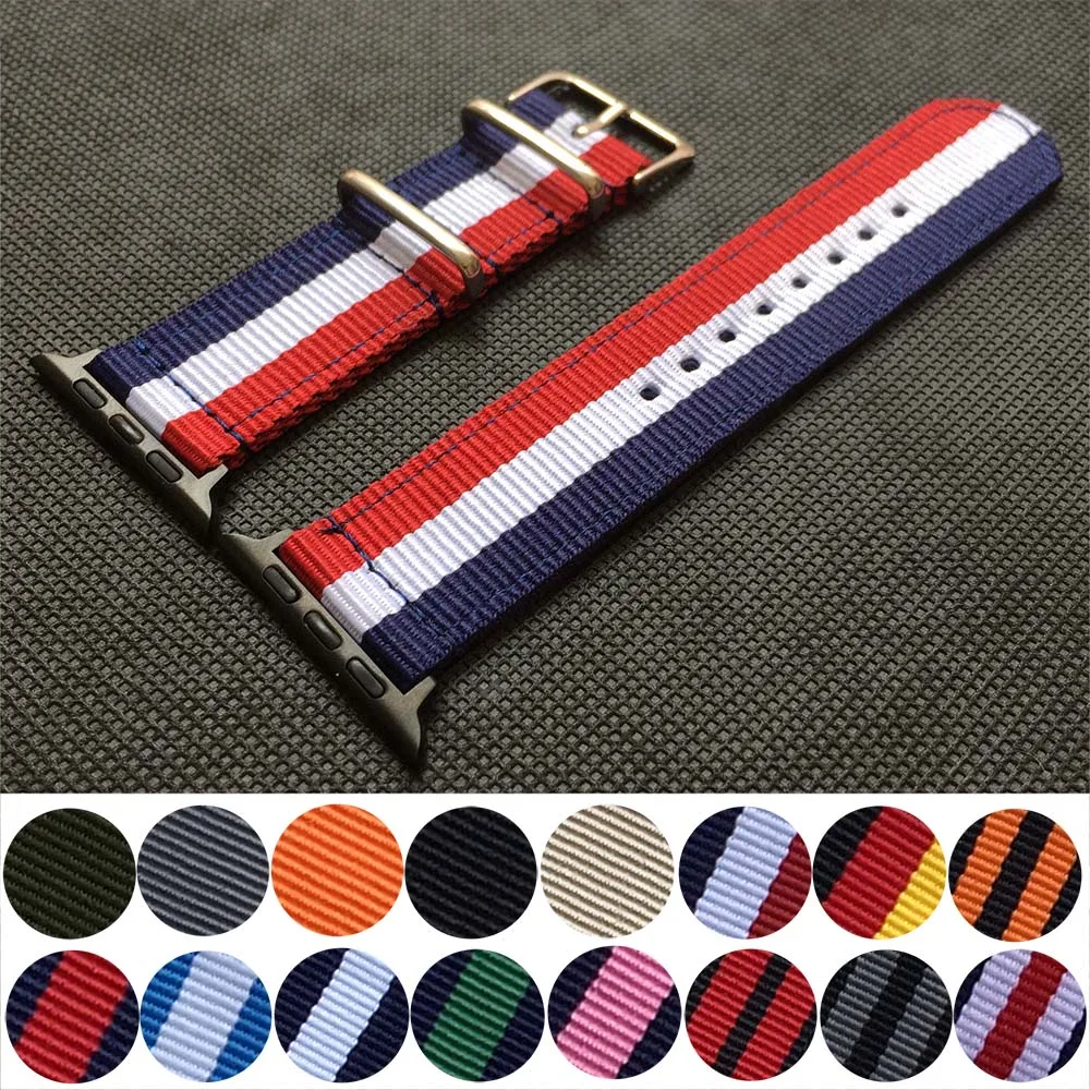 Ремешок нейлоновый для Apple Watch Band Series 6 se/5/4/3/2/1 спортивный браслет iwatch 40/38 мм 42 мм/44