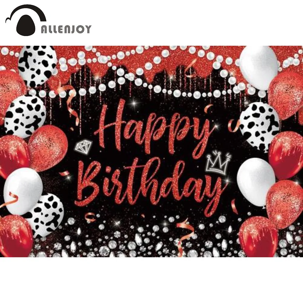 Allenjoy Red Fine flash Happy Birthday Backdrop Girl Black White Spotted Balloon Diamond Pearl Woman Party Supplies Decor Banner
Allenjoy Red Fine flash Happy Birthday Backdrop Girl Black White Spotted Balloon Diamond Pearl Woman Party Supplies Decor Banner
