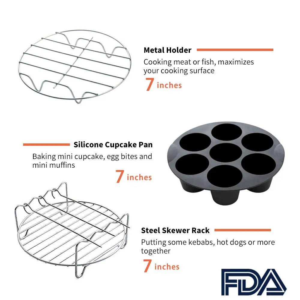 High Quality Air Fryer Accessories 7 Inch Fit all Air Fryer 3.2QT - 5.8QT for Gowise Phillips Cozyna
High Quality Air Fryer Accessories 7 Inch Fit all Air Fryer 3.2QT - 5.8QT for Gowise Phillips Cozyna