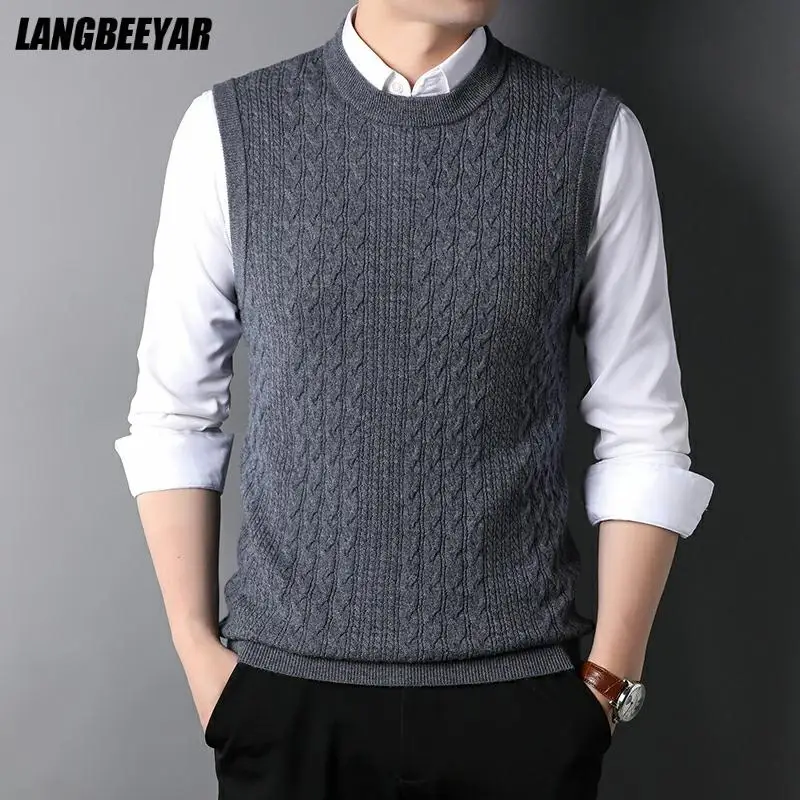100% High End Wool New Autum Winter Fashion Brand Oneck Knit Pullover Korean Sweater Vest Men Sleeveless Casual Men's Clothing
100% High End Wool New Autum Winter Fashion Brand Oneck Knit Pullover Korean Sweater Vest Men Sleeveless Casual Men's Clothing