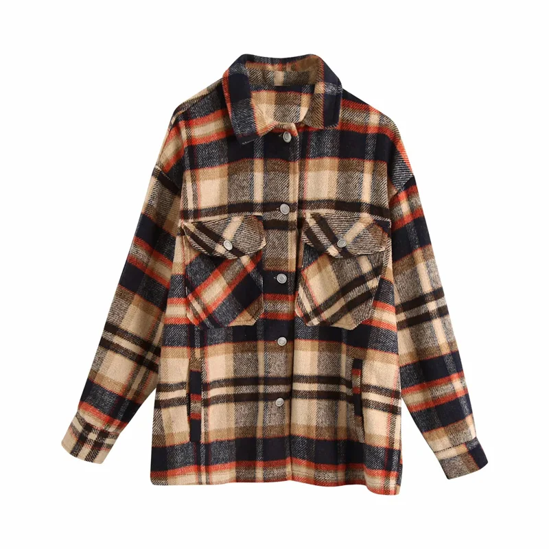 Women Plaid Jackets Coat Ladies Turn Down Collar Wool Blend Coats Long Sleeve Autumn Winter Warm Jackets Female Outwear 2021
Women Plaid Jackets Coat Ladies Turn Down Collar Wool Blend Coats Long Sleeve Autumn Winter Warm Jackets Female Outwear 2021