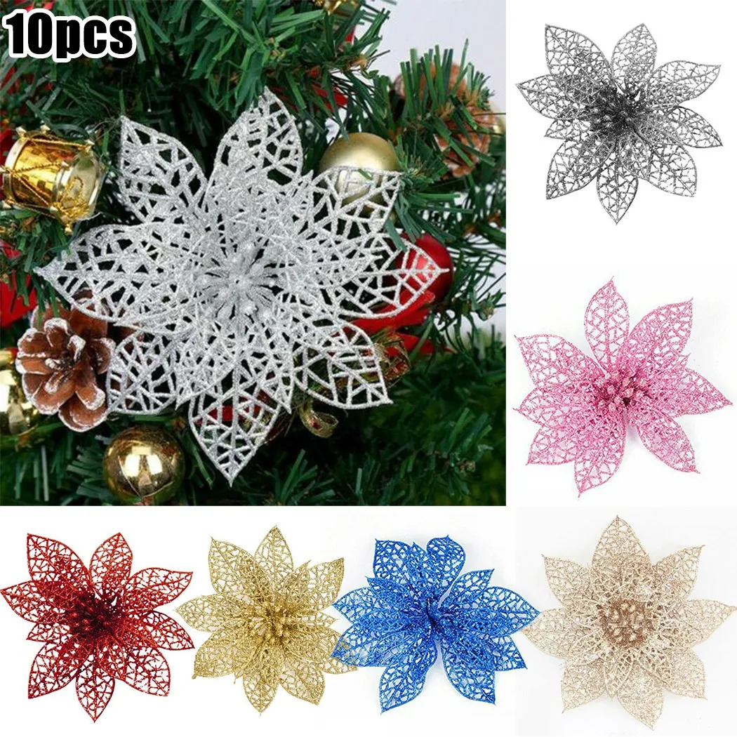 10PCS Glitter Artificial Flowers Merry Christmas Ornaments Christmas Tree Decorations For Home New Year Wedding Party Decor
10PCS Glitter Artificial Flowers Merry Christmas Ornaments Christmas Tree Decorations For Home New Year Wedding Party Decor