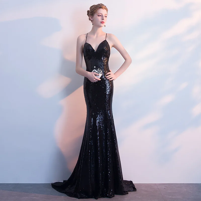 Black Sexy V-Neck Backless Trailing Prom Dresses Female Elegant Evening Party Dress Exquisite Sequins Trim Banquet Gown
Black Sexy V-Neck Backless Trailing Prom Dresses Female Elegant Evening Party Dress Exquisite Sequins Trim Banquet Gown