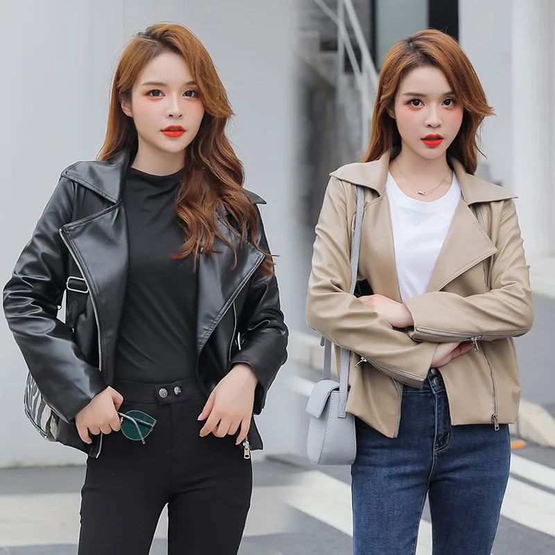2021 New Spring Women Pu Leather Motorcycle Jacket Solid Color Classic Slim Outerwear Streetwear
2021 New Spring Women Pu Leather Motorcycle Jacket Solid Color Classic Slim Outerwear Streetwear