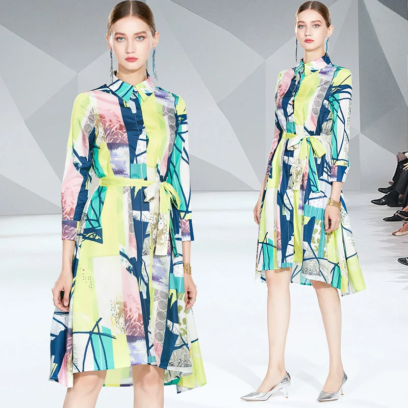 2021 Runway Design Autumn Vintage Women Multi-color Print Lapel Single-Breasted Loose Fashion Long-sleeved Casual Shirt Dress
2021 Runway Design Autumn Vintage Women Multi-color Print Lapel Single-Breasted Loose Fashion Long-sleeved Casual Shirt Dress