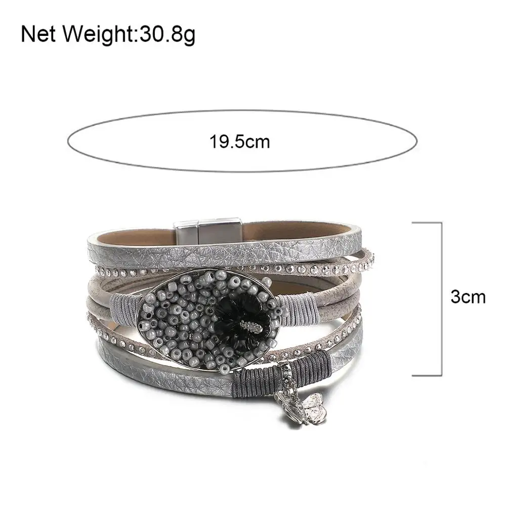 ALLYES Metal Round Charms Miyuki Leather Bracelets for Women Butterfly Black Flower Rivet Multilayer Wrap Bracelet Jewelry
ALLYES Metal Round Charms Miyuki Leather Bracelets for Women Butterfly Black Flower Rivet Multilayer Wrap Bracelet Jewelry