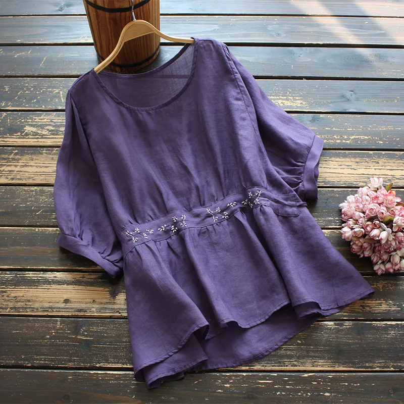 9202Loose slimming linen top new summer women's clothes artistic retro embroidery art round-neck short sleeve shirt 
9202Loose slimming linen top new summer women's clothes artistic retro embroidery art round-neck short sleeve shirt