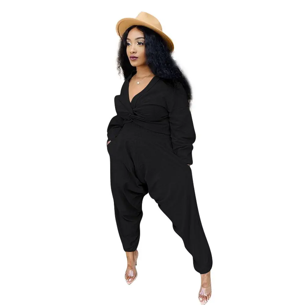 Fashion Crossed Front Women Two Pieces Sets Casual Loose Pants + V Neck Long Sleeves Short Top Solid Clubwear Party Home Outfits
Fashion Crossed Front Women Two Pieces Sets Casual Loose Pants + V Neck Long Sleeves Short Top Solid Clubwear Party Home Outfits