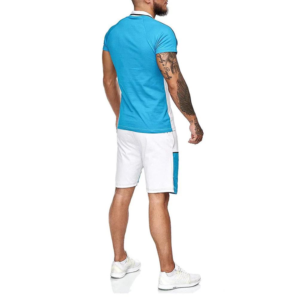 New brand summer sports men's suit color matching casual fashion shorts short-sleeved T-shirt men's wear
New brand summer sports men's suit color matching casual fashion shorts short-sleeved T-shirt men's wear