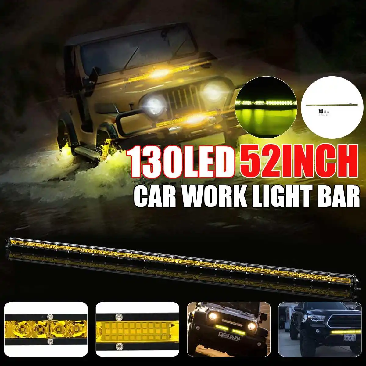 52inch LED Bar Light Offroad Yellow 390W LED Work Light for Truck Jeepp SUV UAZ 4x4 Tractor ATV 12V 24V LED Fog Light
52inch LED Bar Light Offroad Yellow 390W LED Work Light for Truck Jeepp SUV UAZ 4x4 Tractor ATV 12V 24V LED Fog Light