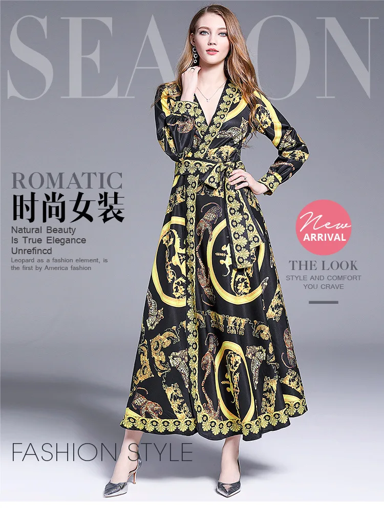 2020 Vintage Print Woman Autumn Maxi Dress V-neck Elegant Sashes Long Party Dresses Woman Sash Waisted Open Stitch Loose Dresses
2020 Vintage Print Woman Autumn Maxi Dress V-neck Elegant Sashes Long Party Dresses Woman Sash Waisted Open Stitch Loose Dresses