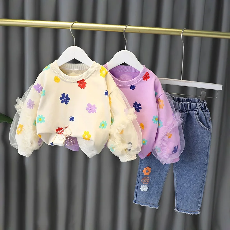 Korean Children's Clothing Lace Little Girls' Flower Printing Crew Neck Pullover Sweatshirt Two-Piece Set New Jeans Suit 9M-4T
Korean Children's Clothing Lace Little Girls' Flower Printing Crew Neck Pullover Sweatshirt Two-Piece Set New Jeans Suit 9M-4T