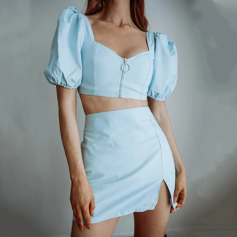 Paris Girl New Women Fashion Crop Tops Zips Sexy Bag Hip Skirt Slim Puff Sleeve Two Piece Set Skirt
Paris Girl New Women Fashion Crop Tops Zips Sexy Bag Hip Skirt Slim Puff Sleeve Two Piece Set Skirt