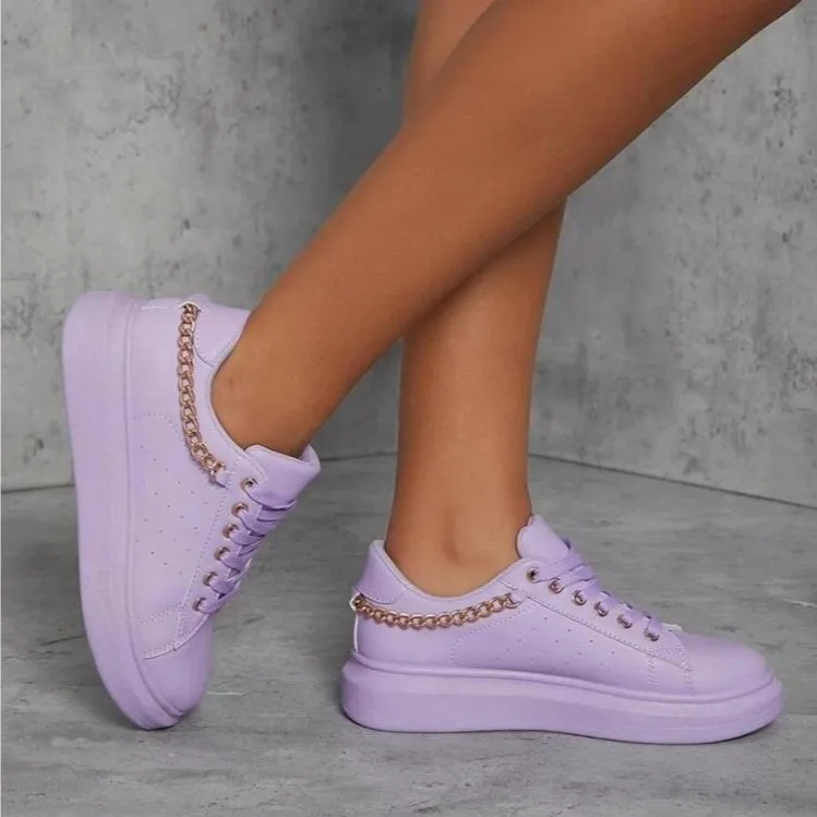 Women's Vulcanized Shoes Autumn New Pure Color Lace Metal Chain Sports Shoes Outdoor Lightweight Casual Breathable Women's Shoes
Women's Vulcanized Shoes Autumn New Pure Color Lace Metal Chain Sports Shoes Outdoor Lightweight Casual Breathable Women's Shoes