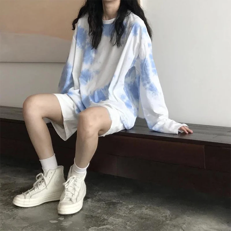 2021 Fashion Summer Spring Tie Dye Long Sleeve Woman T-Shirts Korean Style Student Tops Oversized Thin Femme Tees Camisetas
2021 Fashion Summer Spring Tie Dye Long Sleeve Woman T-Shirts Korean Style Student Tops Oversized Thin Femme Tees Camisetas