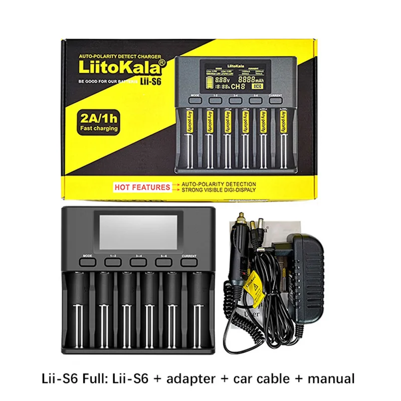 LiitoKala Lii-S6 Lii500s Lii-PD4 Lii-402 Lii-202 Battery Charger for 18650 26650 21700 18350 AA AAA 3.7V Lithium NiMH Battery
LiitoKala Lii-S6 Lii500s Lii-PD4 Lii-402 Lii-202 Battery Charger for 18650 26650 21700 18350 AA AAA 3.7V Lithium NiMH Battery