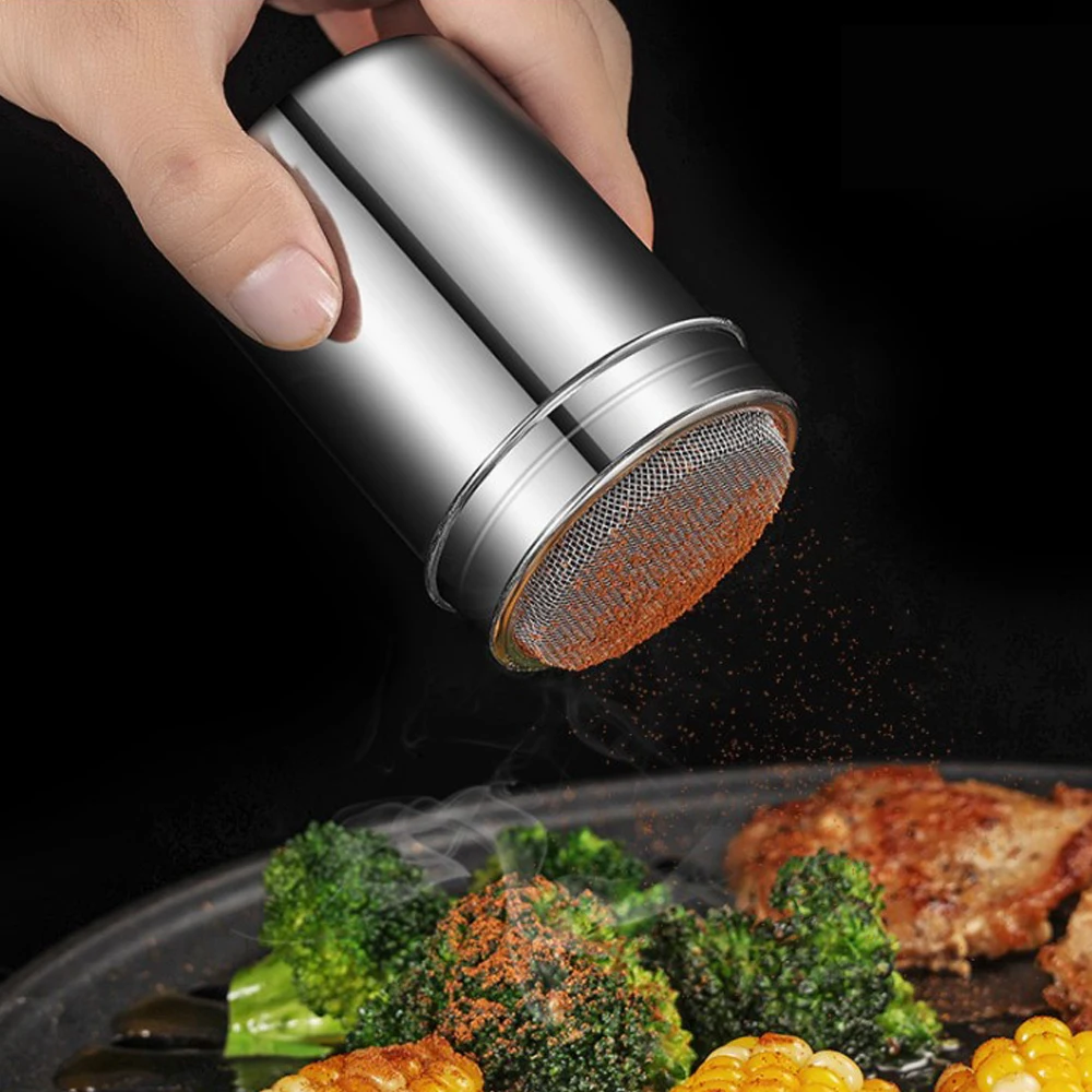 Stainless Steel Seasoning Jar Coffee Chocolate Shaker Powdered Sugar Flour Fine Mesh Can Spice Tin With Lid Baking BBQ Tools
Stainless Steel Seasoning Jar Coffee Chocolate Shaker Powdered Sugar Flour Fine Mesh Can Spice Tin With Lid Baking BBQ Tools