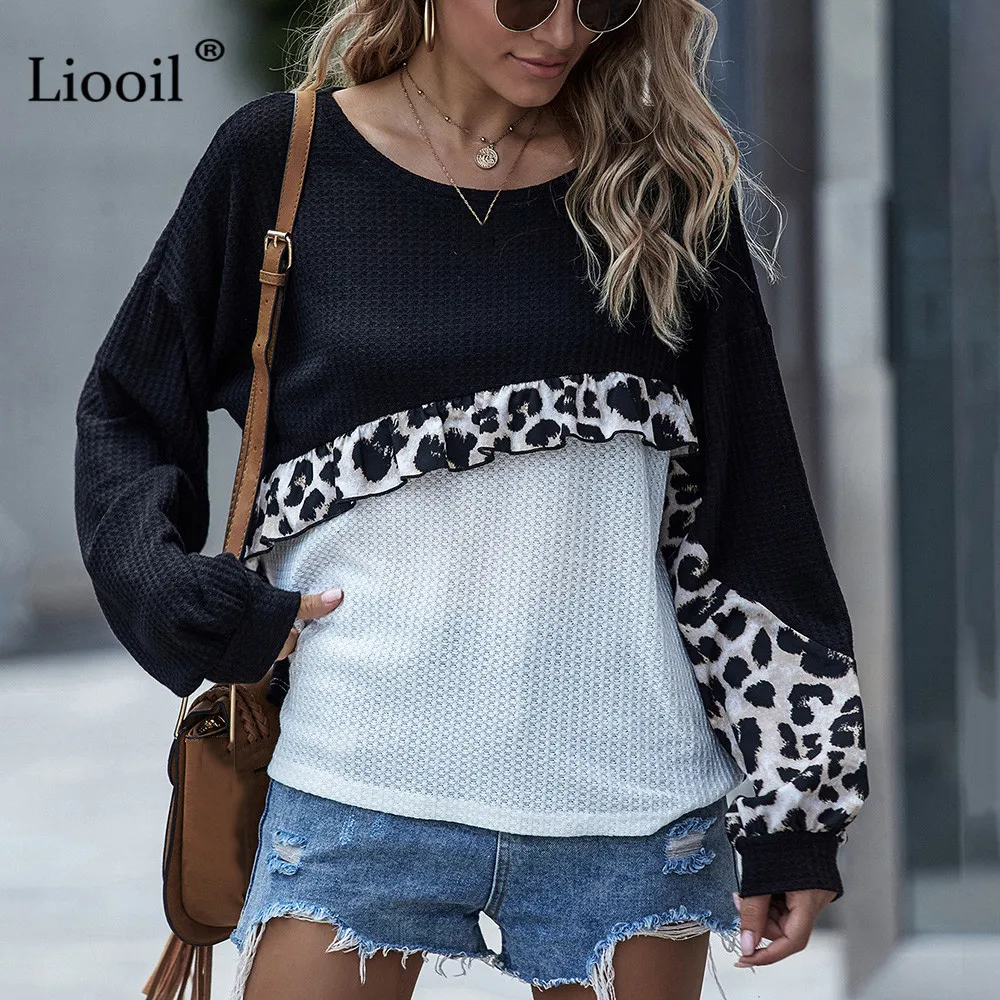 Liooil Casual Patchwork Print Shirt Women 2020 Long Sleeve O Neck Female Autumn Winter Knitwear Loose Black Pullovers And Blouse
Liooil Casual Patchwork Print Shirt Women 2020 Long Sleeve O Neck Female Autumn Winter Knitwear Loose Black Pullovers And Blouse