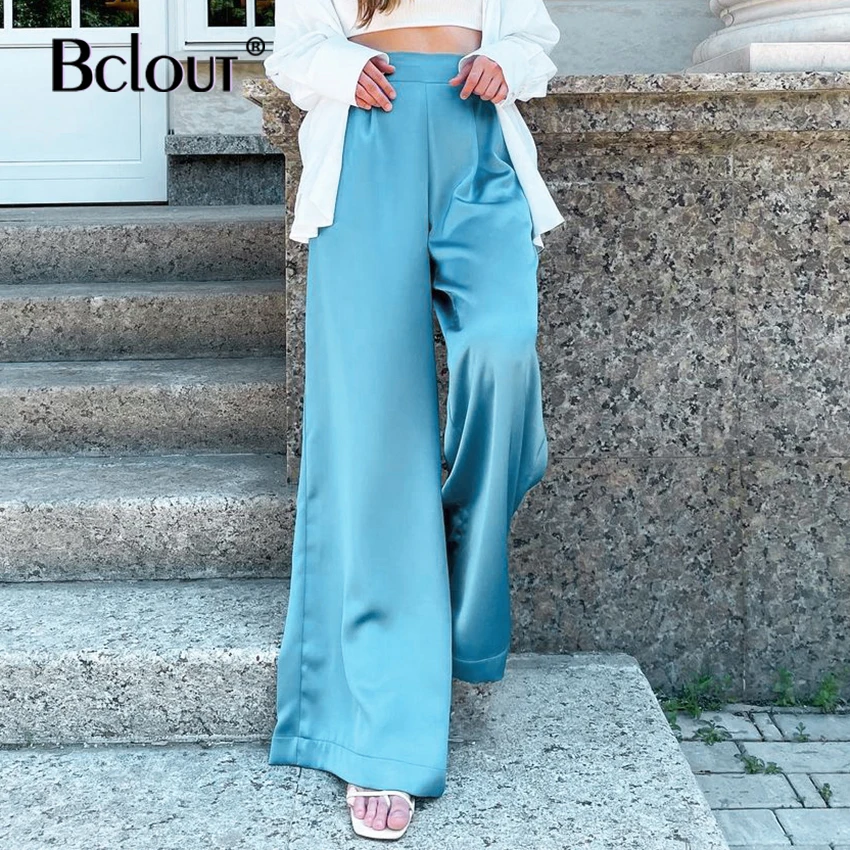 Bclout Blue Streetwear Satin Loose Long Pants Women High Waist Pleated Wide Leg Pants Autumn Patchwork Silk Zipper Trousers 2021
Bclout Blue Streetwear Satin Loose Long Pants Women High Waist Pleated Wide Leg Pants Autumn Patchwork Silk Zipper Trousers 2021