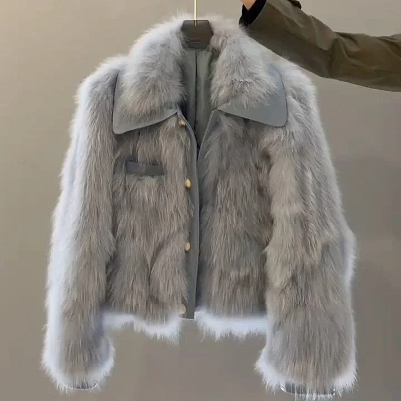 Environmental Protection Fur Coat Female Winter New Product Fur One-piece Imitation Mink Gray Short Western-style Outerwear
Environmental Protection Fur Coat Female Winter New Product Fur One-piece Imitation Mink Gray Short Western-style Outerwear