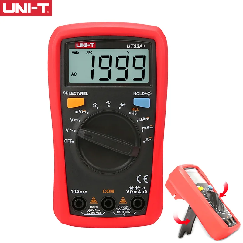 UNI-T UT33A+ UT33B+ UT33C+ UT33D+ Palm Size Multimeter; Resistance/Capacitance/Temperature/NCV Test, Backlight
UNI-T UT33A+ UT33B+ UT33C+ UT33D+ Palm Size Multimeter; Resistance/Capacitance/Temperature/NCV Test, Backlight