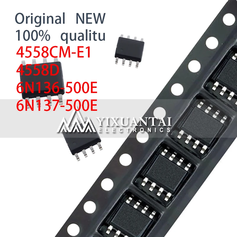 

10pcs 100%NEW SOP8 SMD 4558CM-E1 4558D 6N136-500E 6N137-500E 4558 6N136 6N137 136 137 SOIC-8