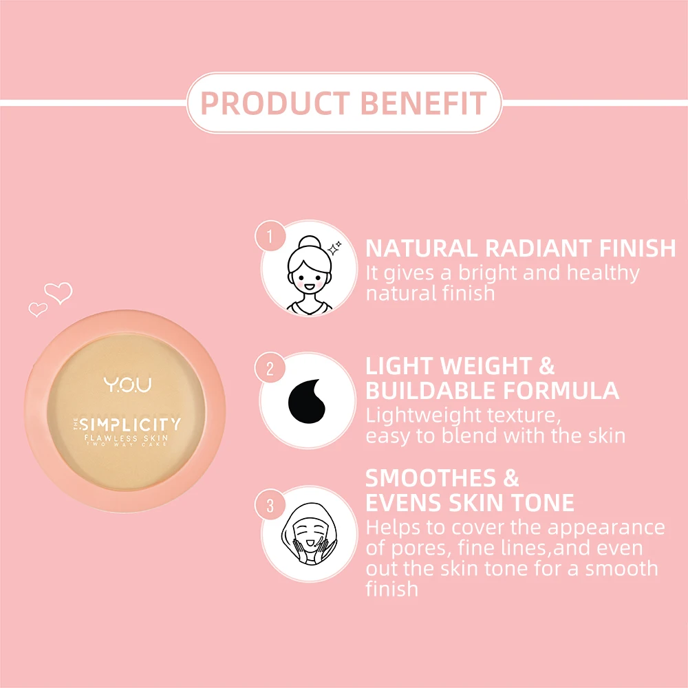 Y.O.U The Simplicity Flawless Skin Two Way makeup Face Powder Oil Control Long Lasting Pressed Powder Pallete Contour Concealer
Y.O.U The Simplicity Flawless Skin Two Way makeup Face Powder Oil Control Long Lasting Pressed Powder Pallete Contour Concealer