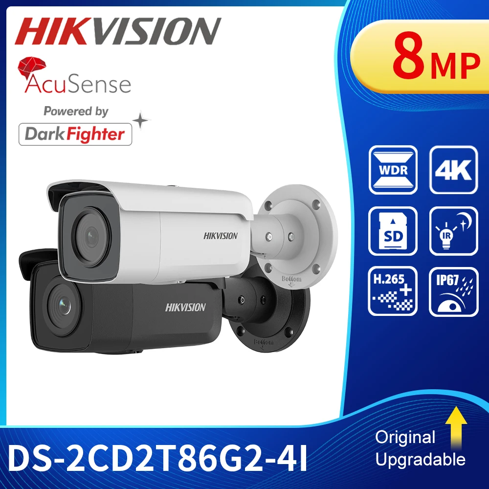 Original Hikvision 8MP AcuSense IP Camera Security 4K POE DS-2CD2T86G2-4I Darkfighter Bullet Network Camera IP67 H.265+
Original Hikvision 8MP AcuSense IP Camera Security 4K POE DS-2CD2T86G2-4I Darkfighter Bullet Network Camera IP67 H.265+
