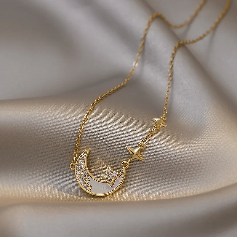 Fine Trendy 14K Real Gold Star Moon Pendant Necklace For Women Temperament Silver 925 Jewelry Party Gift
Fine Trendy 14K Real Gold Star Moon Pendant Necklace For Women Temperament Silver 925 Jewelry Party Gift