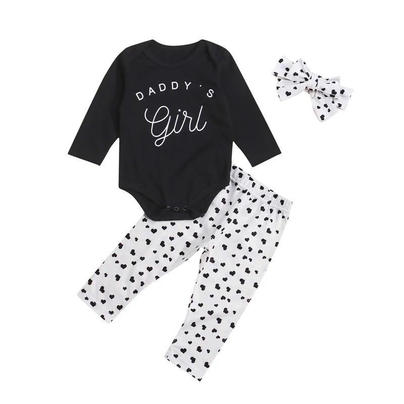 Baby Girls 3Pcs Fall Outfits Long Sleeve Letter Romper + Heart Pants + Headband Set
Baby Girls 3Pcs Fall Outfits Long Sleeve Letter Romper + Heart Pants + Headband Set