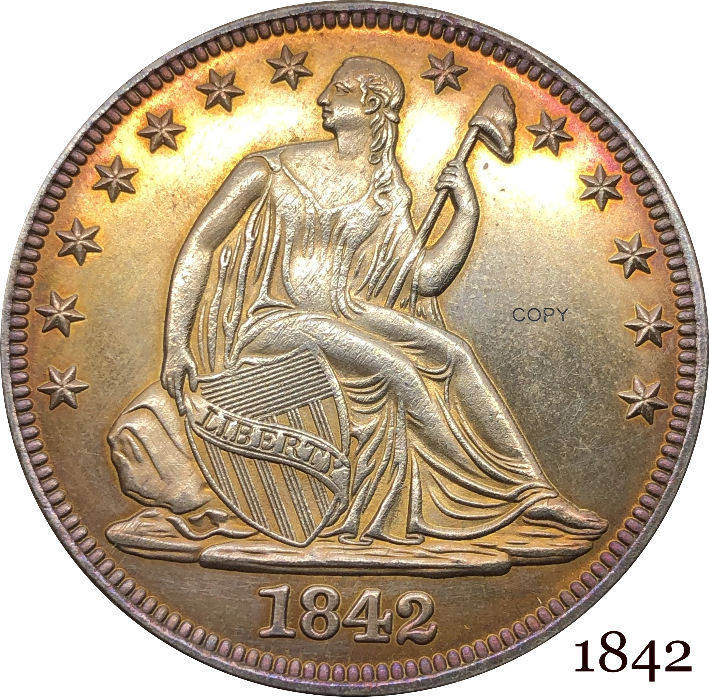 Соединенные Штаты Америки 1842 США Свобода 1/2 доллара сидя СВОБОДА БЕЗ девиза Американский половина доллара купроникель посеребренные копир...
Соединенные Штаты Америки 1842 США Свобода 1/2 доллара сидя СВОБОДА БЕЗ девиза Американский половина доллара купроникель посеребренные копир...