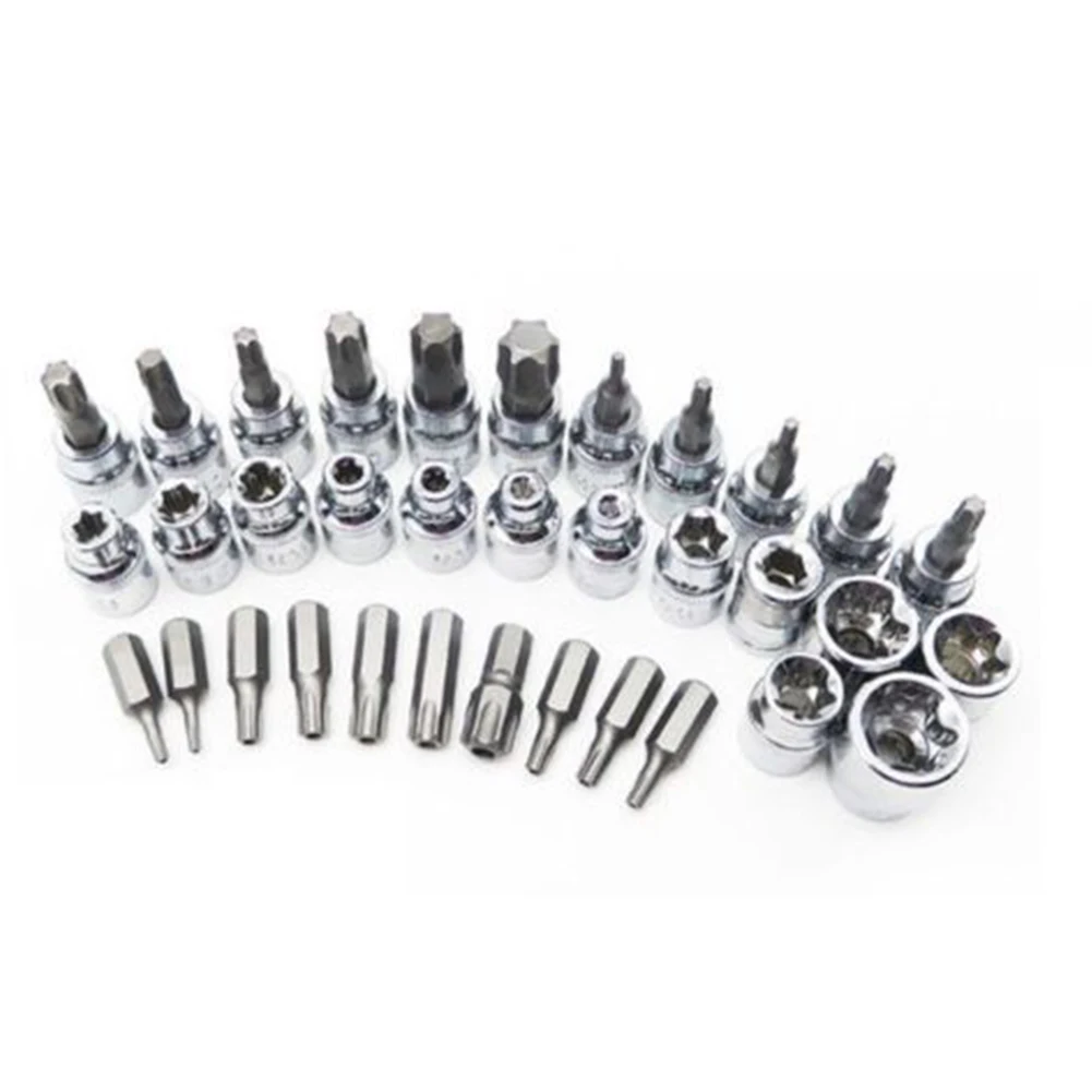 34PC Torx Star Socket Bit Set Tool Female Male Torx E&T Sockets Kit Case Mechanics Enginner Wrench Car Repair Tools
34PC Torx Star Socket Bit Set Tool Female Male Torx E&T Sockets Kit Case Mechanics Enginner Wrench Car Repair Tools