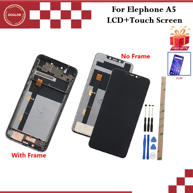 Цветной для Elephone A5 ЖК-дисплей и сенсорный экран с рамкой 6 18 "аксессуары