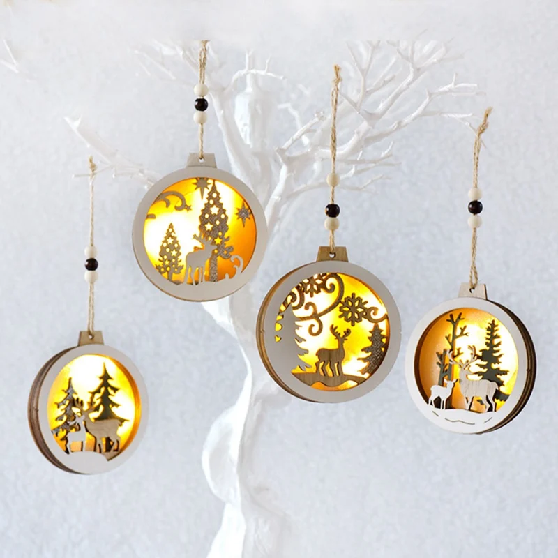 LED Christmas Hanging Ornaments Wooden Round Elk LED Luminous Pendants for Christmas Tree Hanging Decorations Xmas Supplies
LED Christmas Hanging Ornaments Wooden Round Elk LED Luminous Pendants for Christmas Tree Hanging Decorations Xmas Supplies