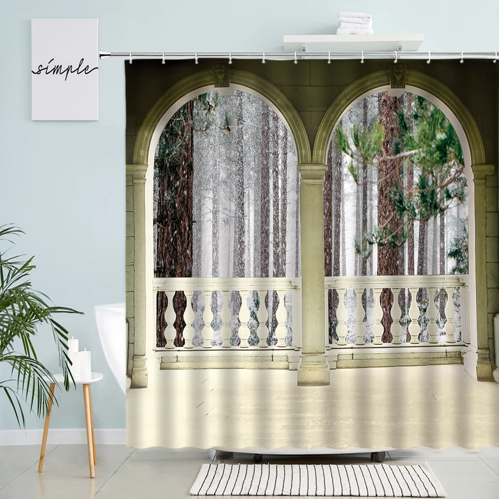 Winter Forest Scenery Shower Curtain Trees Snow Arched Doors Windows Natural Scenery Bathroom Decor With Hook Waterproof Screen
Winter Forest Scenery Shower Curtain Trees Snow Arched Doors Windows Natural Scenery Bathroom Decor With Hook Waterproof Screen