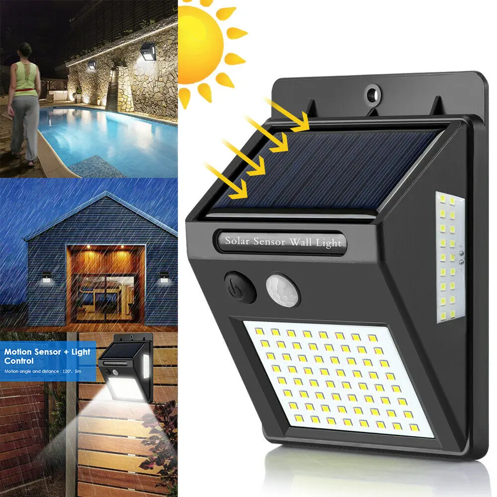 30/ 40LED 3 Sides PIR Motion Sensor Solar Wall Light Waterproof Outdoor Garden Lamp IR sensor + Light controlled
30/ 40LED 3 Sides PIR Motion Sensor Solar Wall Light Waterproof Outdoor Garden Lamp IR sensor + Light controlled