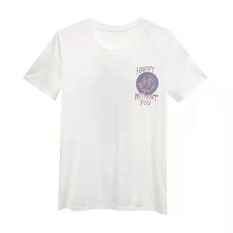 Woman New Cotton T-shirt Fashion Hot Boutique Drill Women's Trendy Brand in 2021 Summer Women's Short Sleeve with Slim Collar
Woman New Cotton T-shirt Fashion Hot Boutique Drill Women's Trendy Brand in 2021 Summer Women's Short Sleeve with Slim Collar