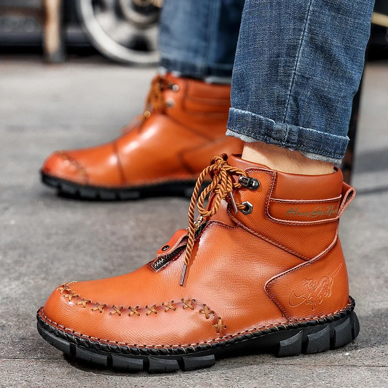 2021 Fashion Men's boots Winter Zipper Design Warm Thick-soled Male Shoes Solid Color Stitching Round Toe Men's Leather Shoes
2021 Fashion Men's boots Winter Zipper Design Warm Thick-soled Male Shoes Solid Color Stitching Round Toe Men's Leather Shoes
