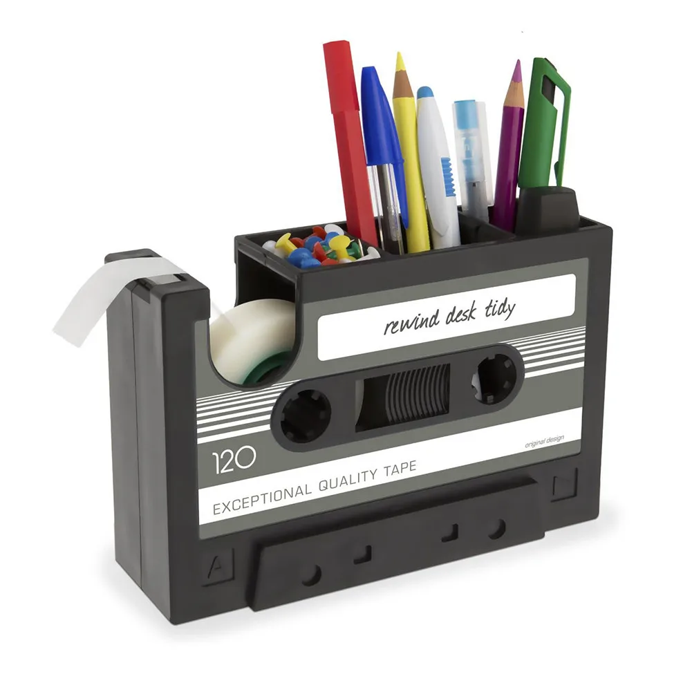 Cassette Tape Dispenser Pen Holder Desk Tidy Container With Adhesive Tape Office Home Pencil Pot Stationery Storage Container
Cassette Tape Dispenser Pen Holder Desk Tidy Container With Adhesive Tape Office Home Pencil Pot Stationery Storage Container