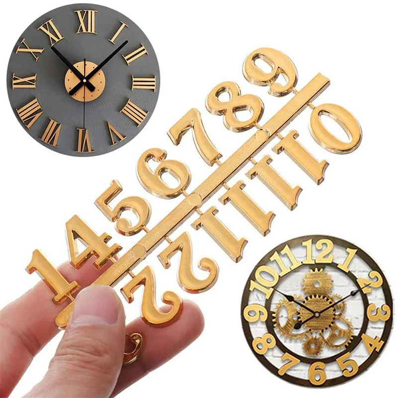 Настенные часы с арабскими цифрами и римскими акриловые зеркальные наклейки