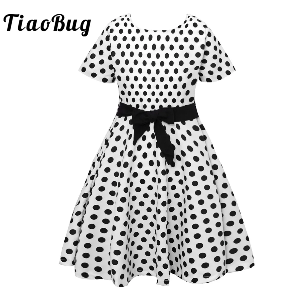 Girls Classic Polka Dot Dress for Wedding Party Flower Girl Dresses Children's Short Sleeves 50s Theme Party Dress For Girls 
Girls Classic Polka Dot Dress for Wedding Party Flower Girl Dresses Children's Short Sleeves 50s Theme Party Dress For Girls