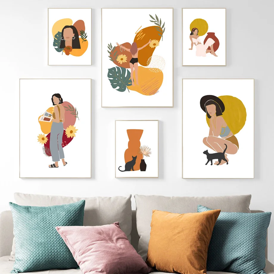 Vase Leaf Cat Women Abstract Wall Art Canvas Painting Nordic Posters And Prints Wall Pictures For Living Room Bohemian Decor
Vase Leaf Cat Women Abstract Wall Art Canvas Painting Nordic Posters And Prints Wall Pictures For Living Room Bohemian Decor