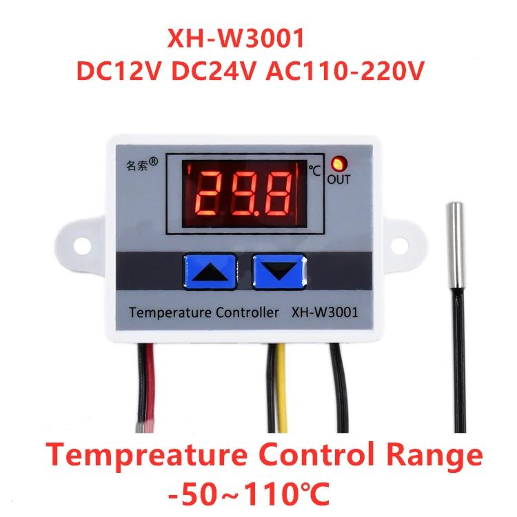 10A 12V 24V 220VAC Digital LED Temperature Controller XH-W3001 For Incubator Cooling Heating Switch Thermostat NTC Sensor
10A 12V 24V 220VAC Digital LED Temperature Controller XH-W3001 For Incubator Cooling Heating Switch Thermostat NTC Sensor
