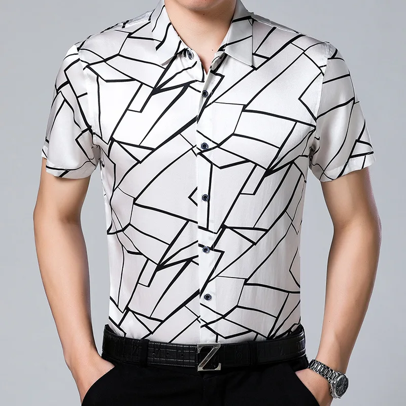 Mulberry silk optional shirt men's summer fashion leisure silk satin shirt young and middle-aged Korean half sleeve top fashion
Mulberry silk optional shirt men's summer fashion leisure silk satin shirt young and middle-aged Korean half sleeve top fashion