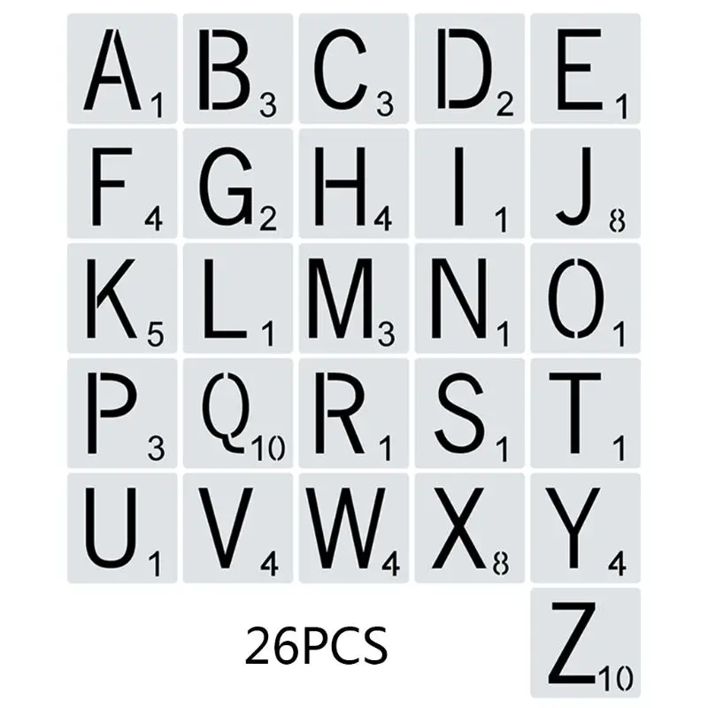 26pcs/set Alphabet Letters Stencils Drawing Template DIY Painting Scrapbooking 
26pcs/set Alphabet Letters Stencils Drawing Template DIY Painting Scrapbooking