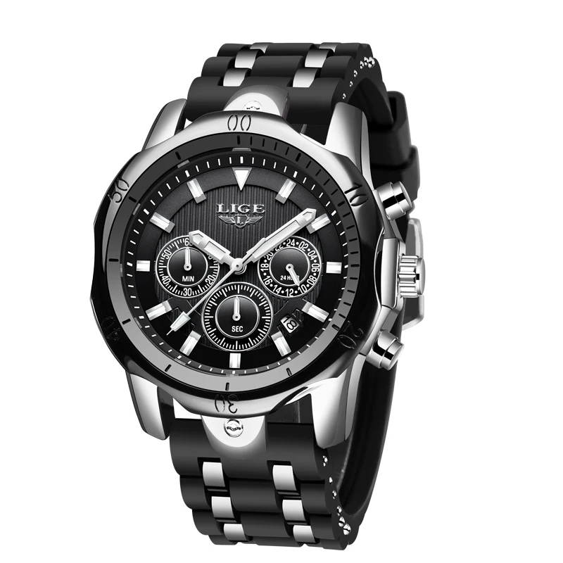 Relogio Masculino LIGE Sport Watch Men Fashion Brand Luxury Waterproof Military Mens Wristwatch Silicone Silver Quartz Clock+Box
Relogio Masculino LIGE Sport Watch Men Fashion Brand Luxury Waterproof Military Mens Wristwatch Silicone Silver Quartz Clock+Box